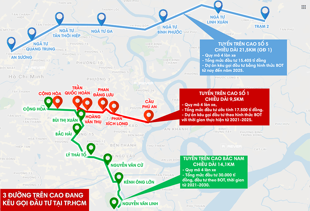 3 đường trên cao tại TP.HCM dự kiến triển khai từ nay đến 2025 - 2030
