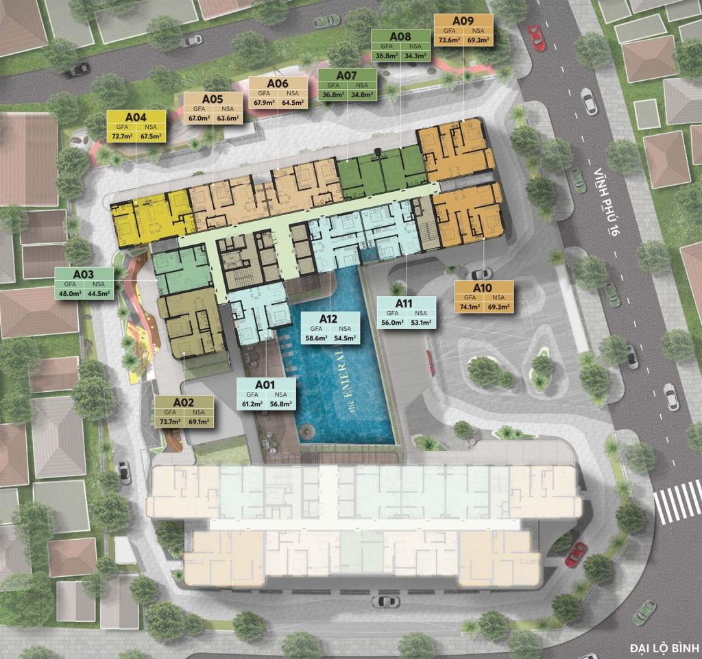 mặt bằng tiện ích the emerald 68