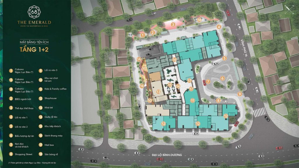 mặt bằng tiện ích the emerald 68